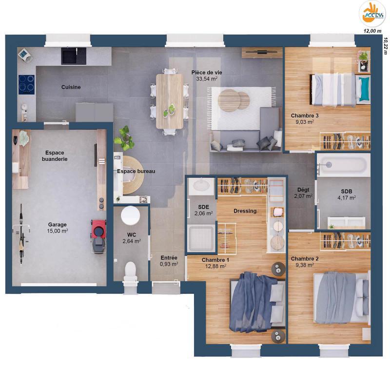 Maison - 77 m² - 5 pièces