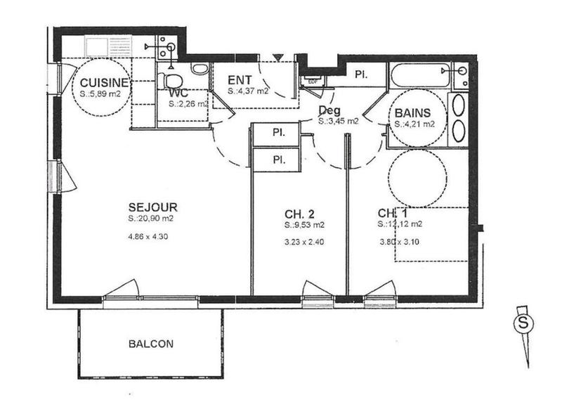 Appartement - 63 m² - 3 pièces
