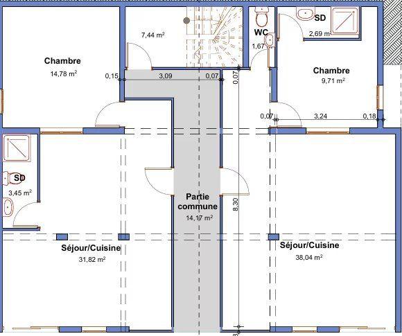 Appartement - 51 m² - 2 pièces