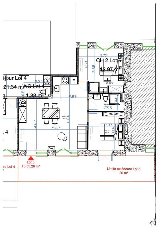 Appartement - 55 m² - 3 pièces