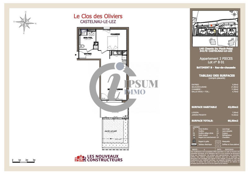 Appartement - 43 m² - 2 pièces