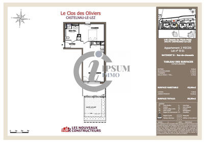 Appartement - 43 m² - 2 pièces