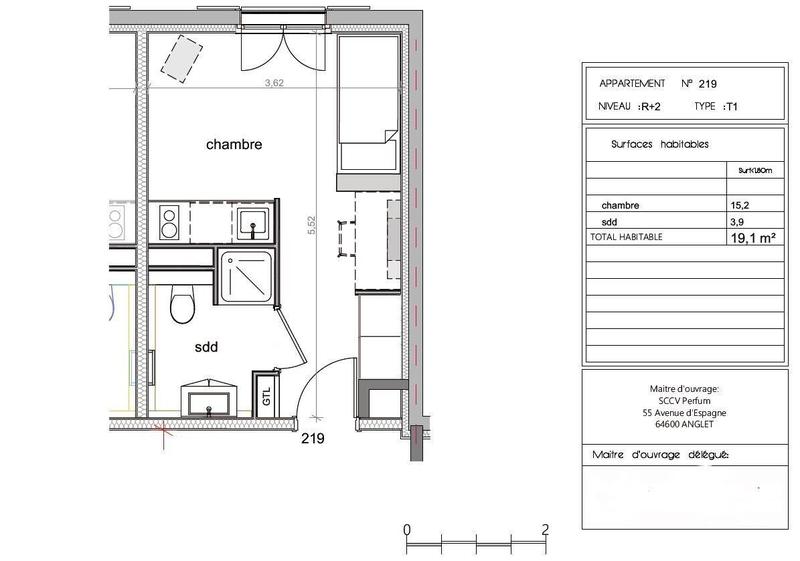 Appartement - 19 m² - 1 pièce