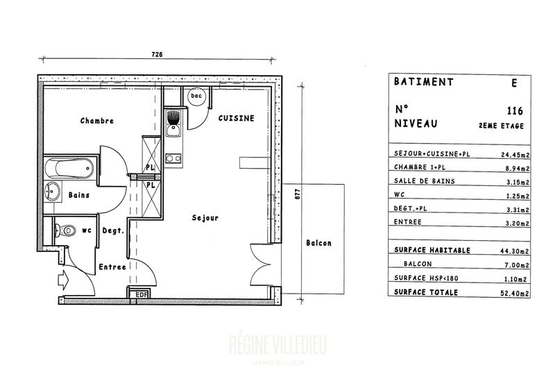 Appartement - 45 m² - 2 pièces