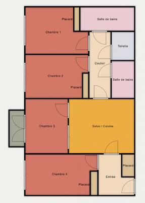 Chambre - 21 m² - 5 pièces
