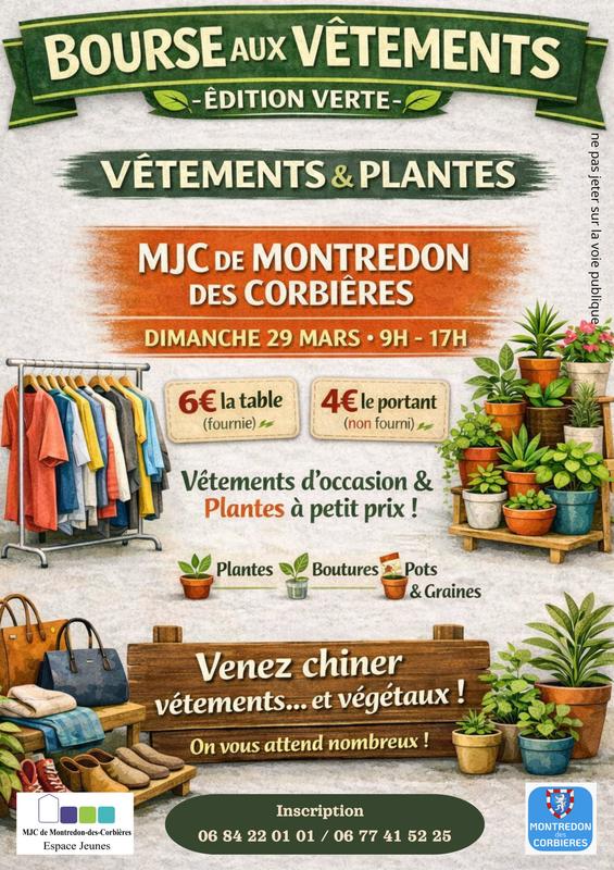 Bourse de vêtements, plantes et boutures