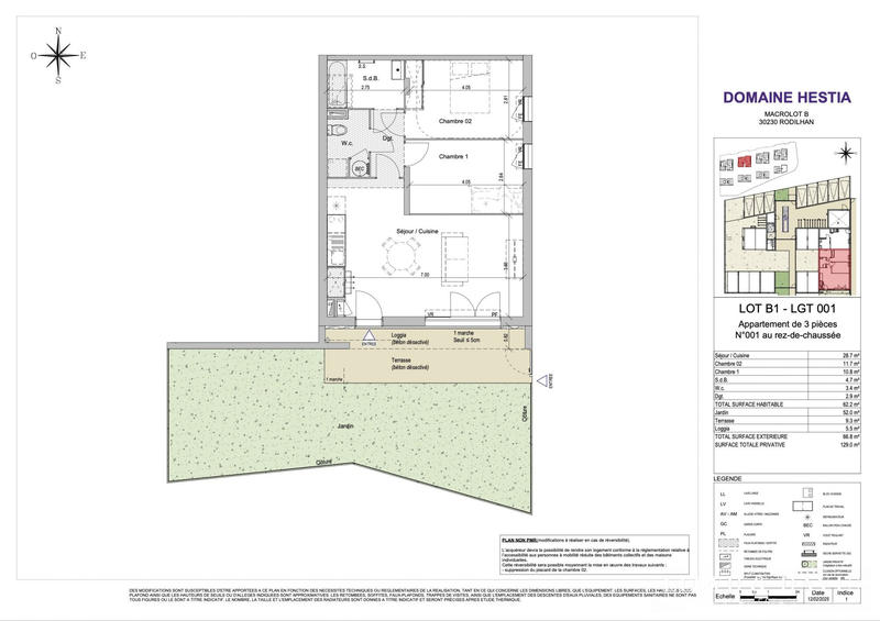 Appartement - 62 m² - 3 pièces