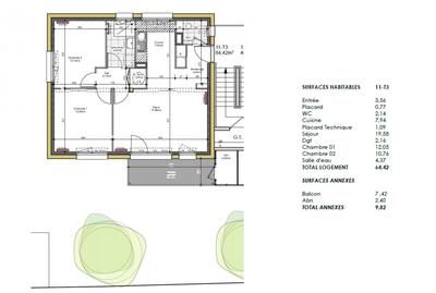 Appartement - 64 m² - 3 pièces