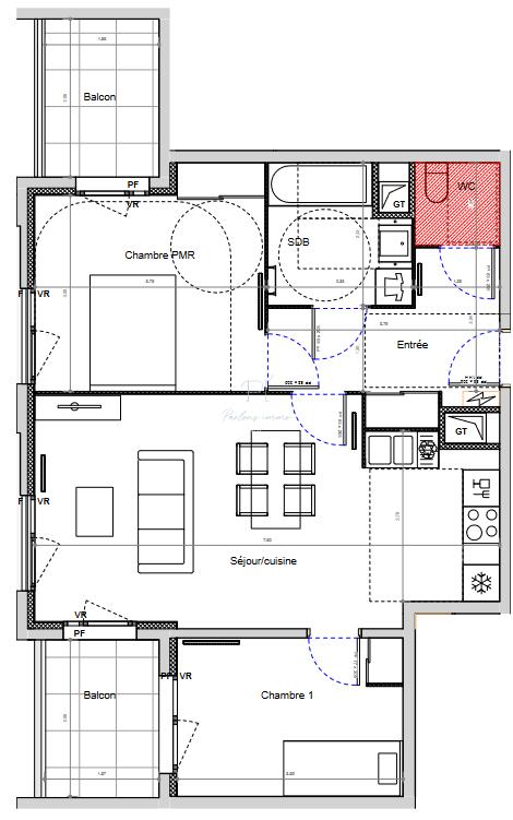 Appartement - 64 m² - 3 pièces