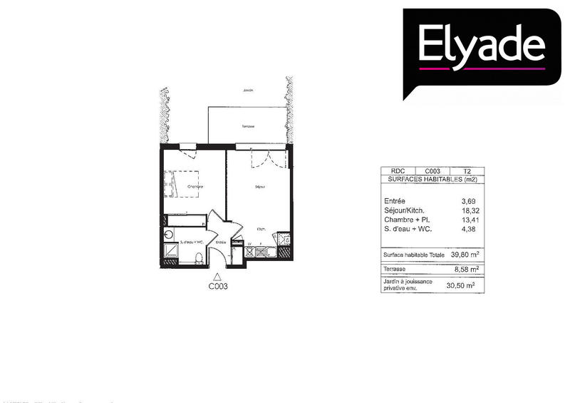 Appartement - 40 m² - 2 pièces