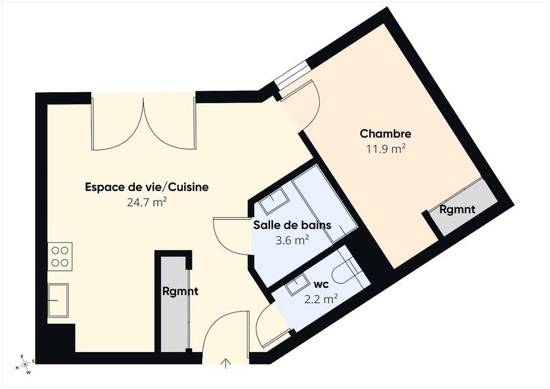 Appartement - 45 m² - 2 pièces