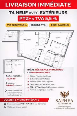 Appartement - 76 m² - 4 pièces