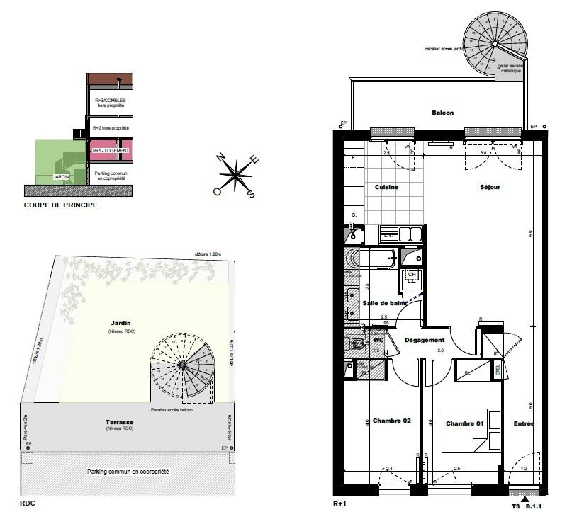 Appartement - 66 m² - 3 pièces