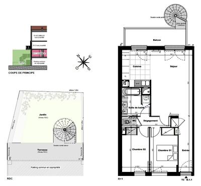 Appartement - 66 m² - 3 pièces
