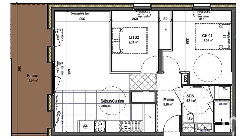 Appartement - 57 m² - 3 pièces