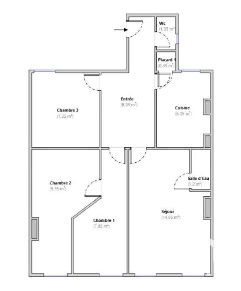 Appartement - 56 m² - 4 pièces