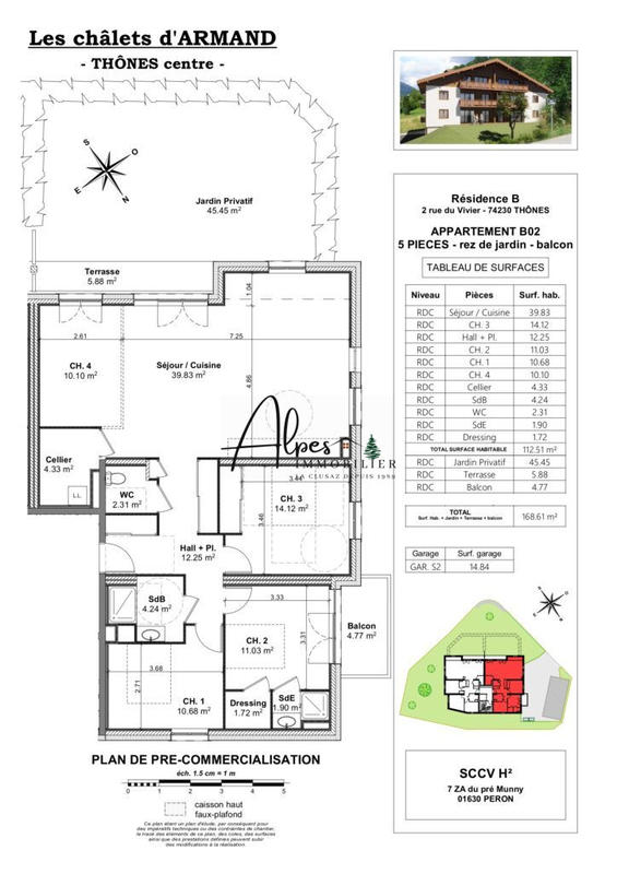 Appartement - 80 m² - 3 pièces