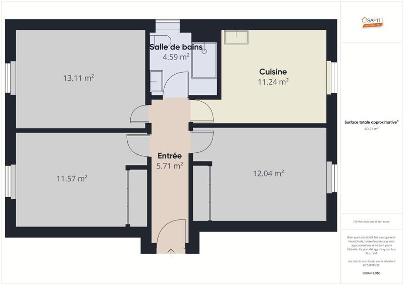 Appartement - 61 m² - 4 pièces