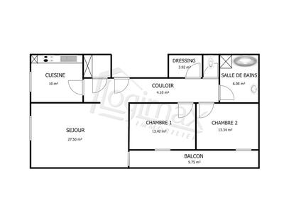 Appartement - 85 m² - 3 pièces
