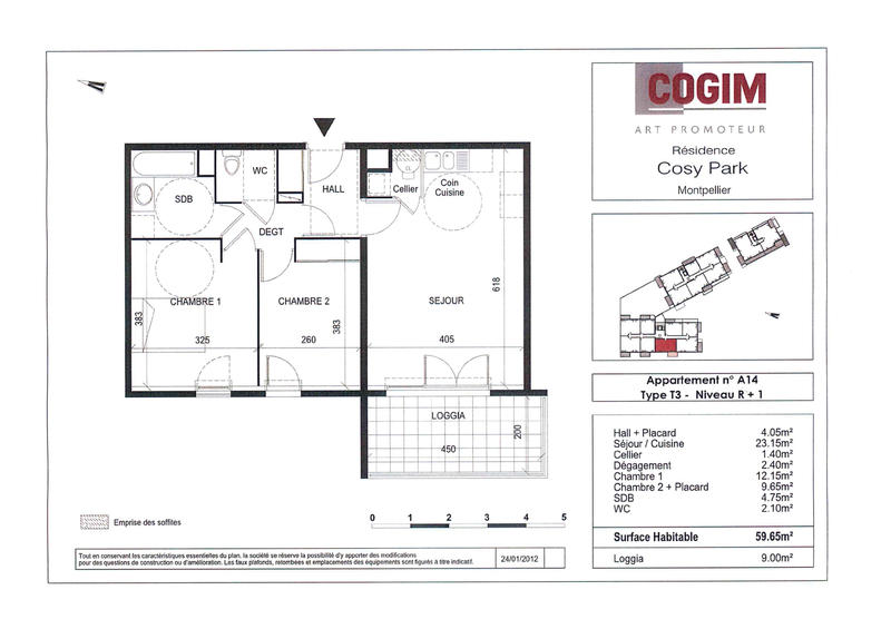 Appartement - 60 m² - 3 pièces