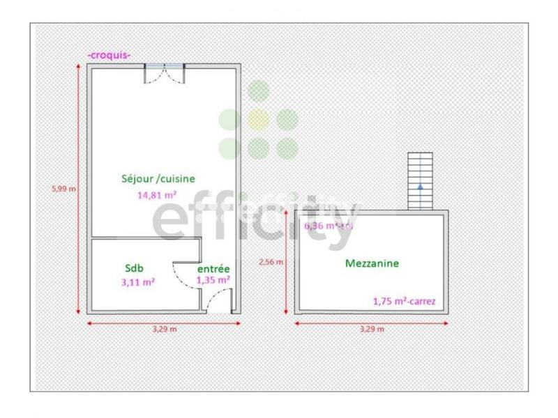 Appartement - 26 m² - 2 pièces