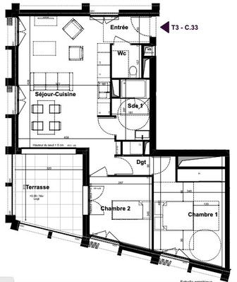 Appartement - 65 m² - 3 pièces