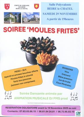 Repas Dansant animé par Dj Pms prod,  &quot;Moules Frites à volonté&quot;