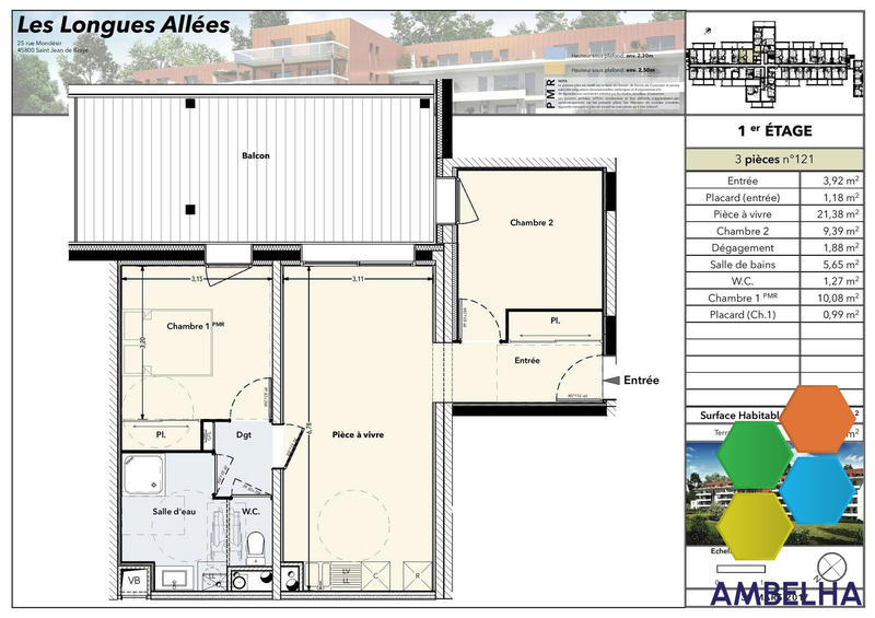 Appartement - 56 m² - 3 pièces