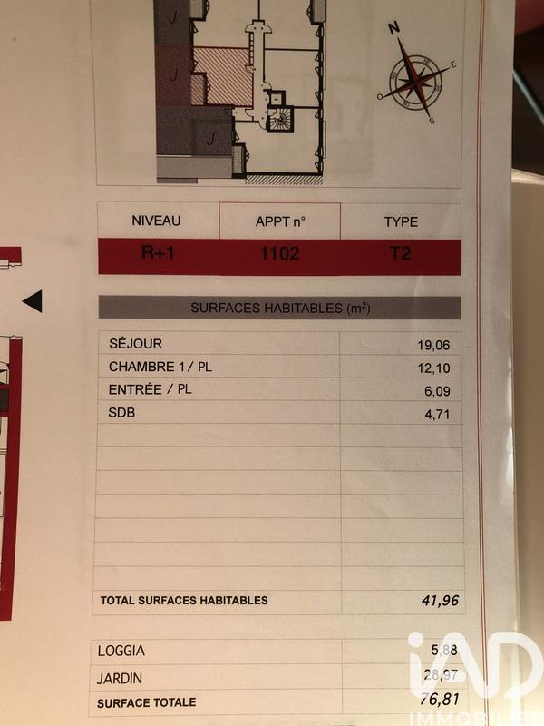 Appartement - 42 m² - 2 pièces