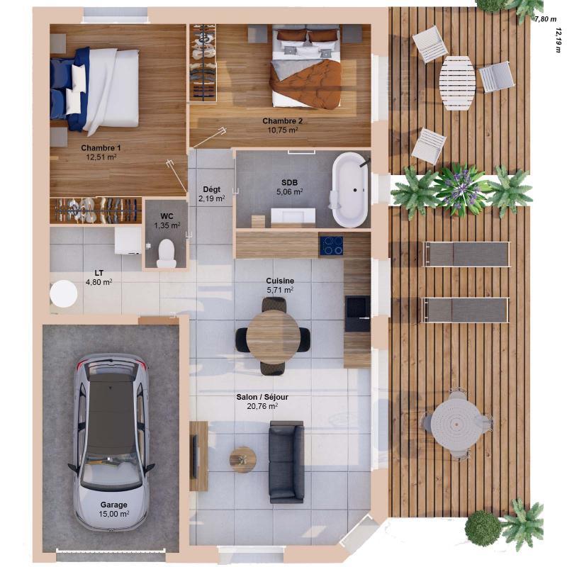 Maison - 63 m² - 4 pièces