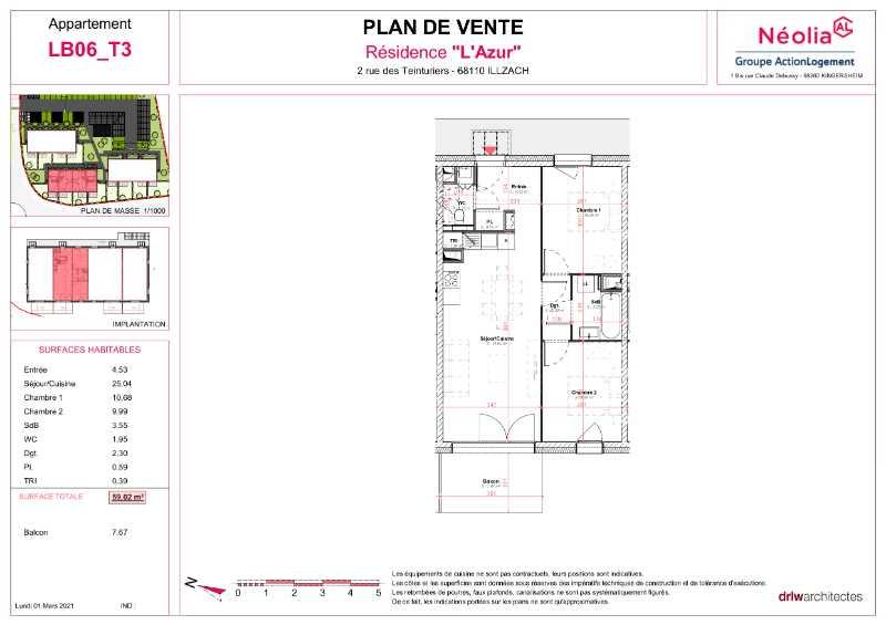 Duplex - 59 m² - 3 pièces