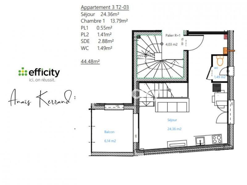 Appartement - 44 m² - 2 pièces