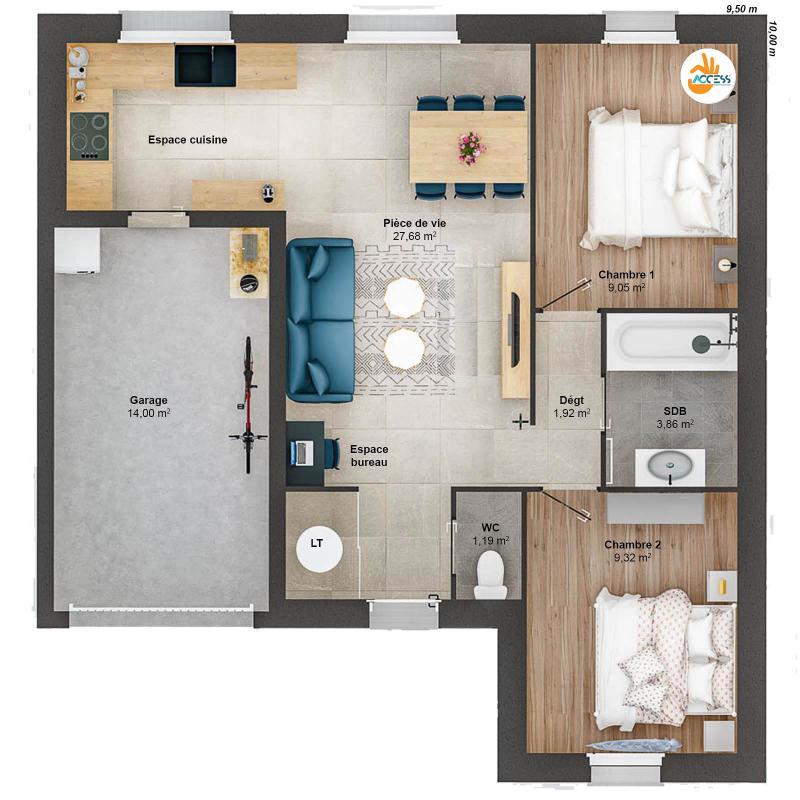 Maison - 53 m² - 4 pièces