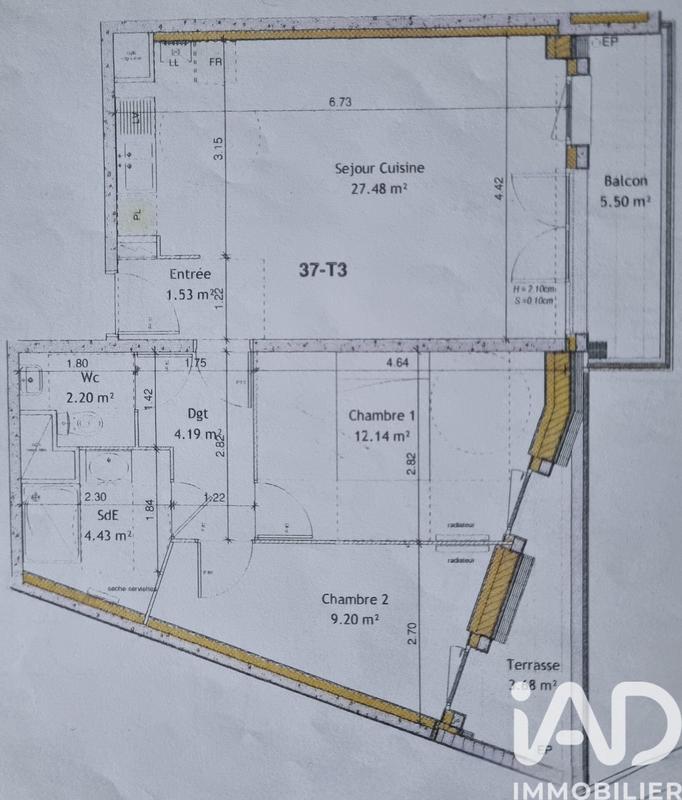 Appartement - 61 m² - 3 pièces