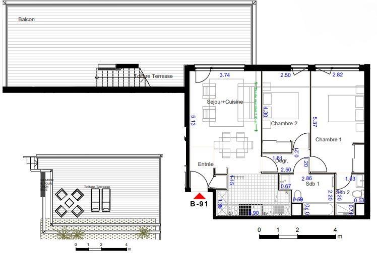 Appartement - 65 m² - 3 pièces