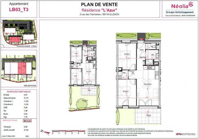 Duplex - 59 m² - 3 pièces