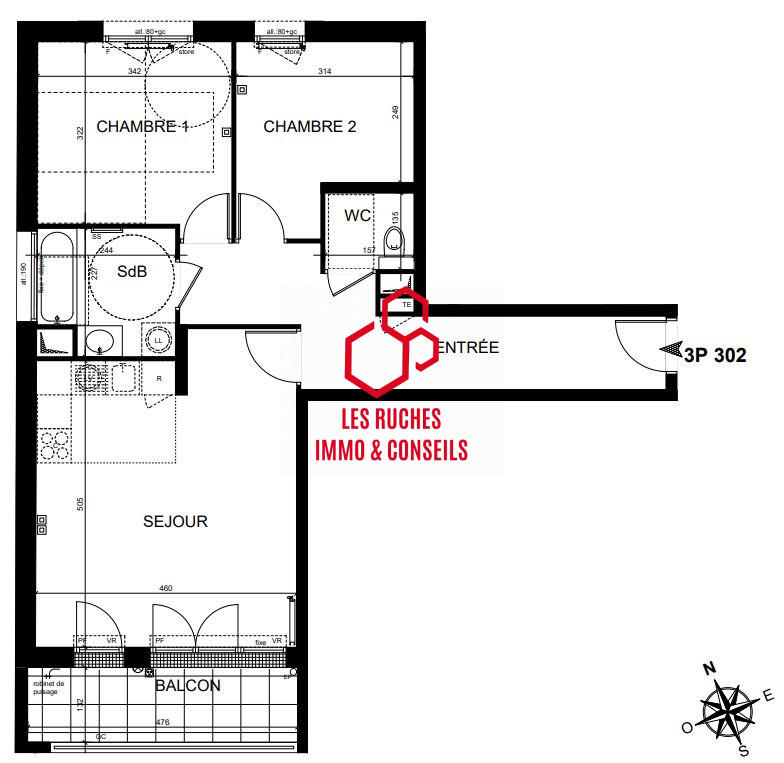 Appartement - 65 m² - 3 pièces