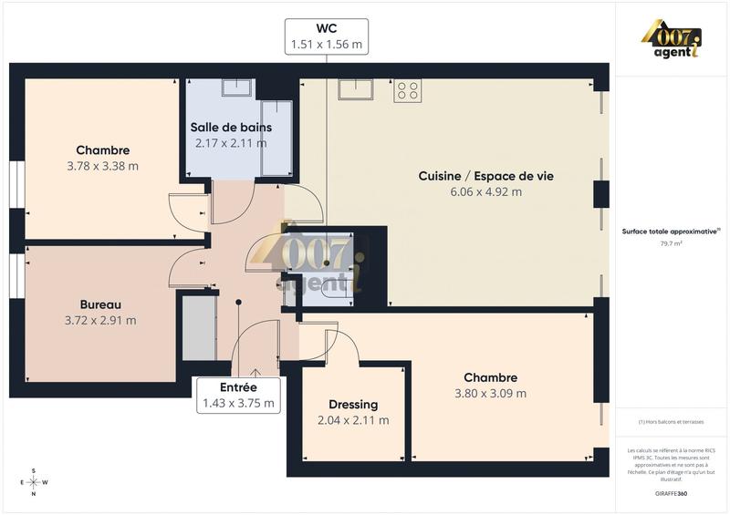 Appartement - 80 m² - 4 pièces