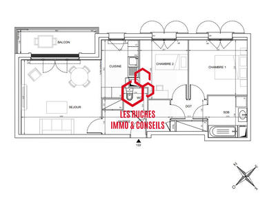 Appartement - 66 m² - 3 pièces