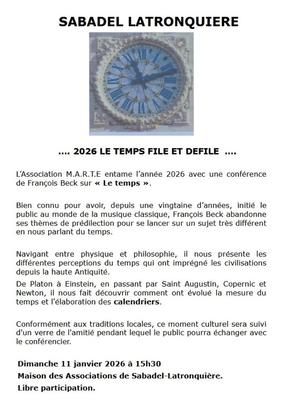 Conférence à Sabadel Latronquière : "le temps"
