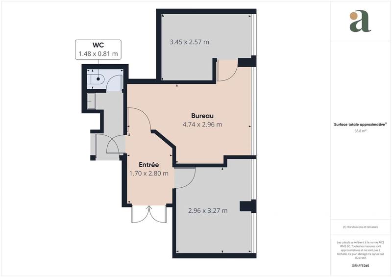 Bureau - 39 m² - 3 pièces