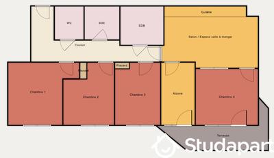 Chambre - 10 m² - 1 pièce