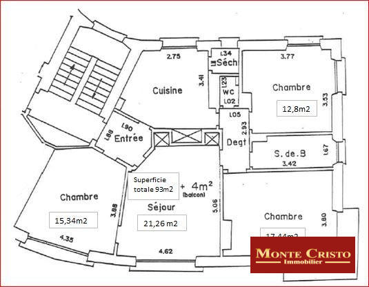 Appartement - 94 m² - 4 pièces