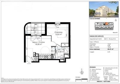 Appartement - 35 m² - 2 pièces