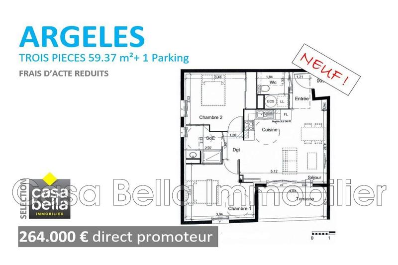 Appartement - 59 m² - 3 pièces
