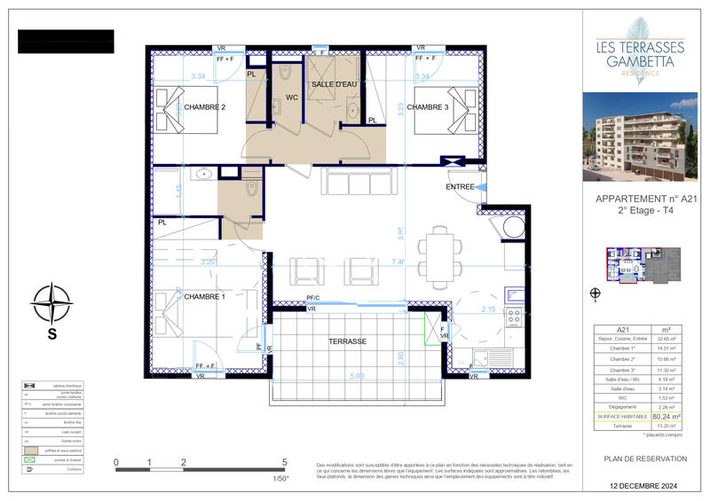Appartement - 80 m² - 4 pièces