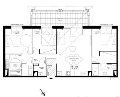 Appartement - 82 m² - 4 pièces