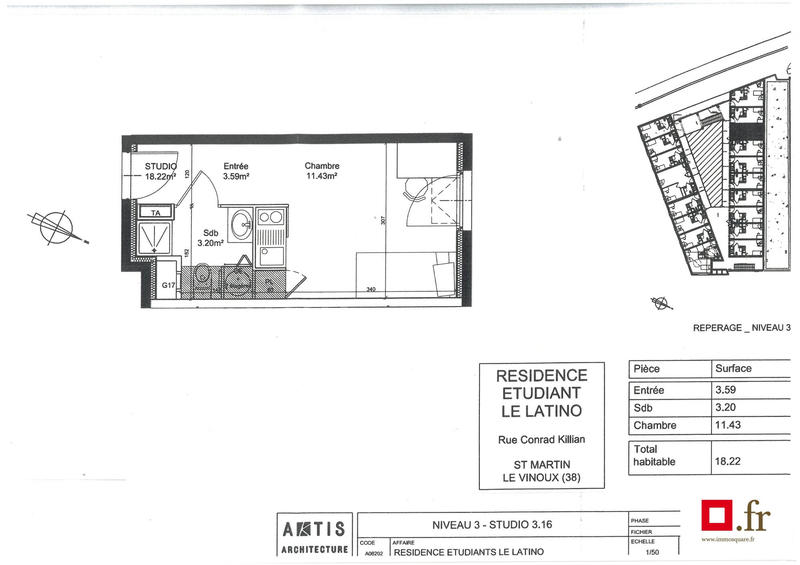Appartement - 18 m² - 1 pièce