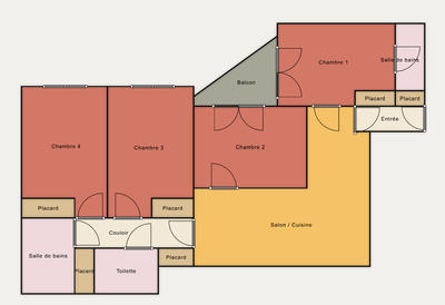 Chambre - 24 m² - 4 pièces