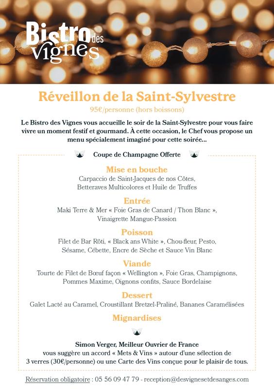 Réveillon de la Saint-Sylvestre au Bistro des Vignes